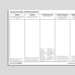 New Worksheet: Communication Style – Self-Monitoring Record ...