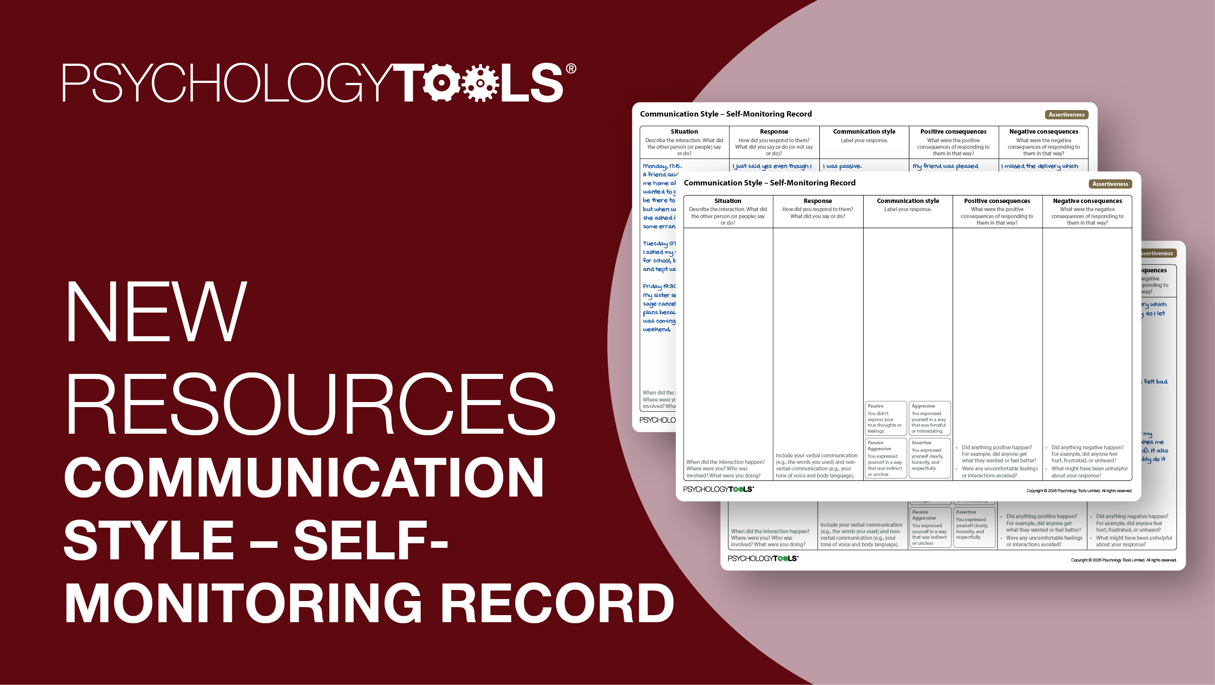 New Worksheet: Communication Style – Self-Monitoring Record ...