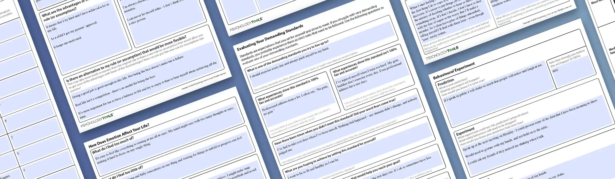 Psychology Tools' new format: fillable client and professional pdfs banner